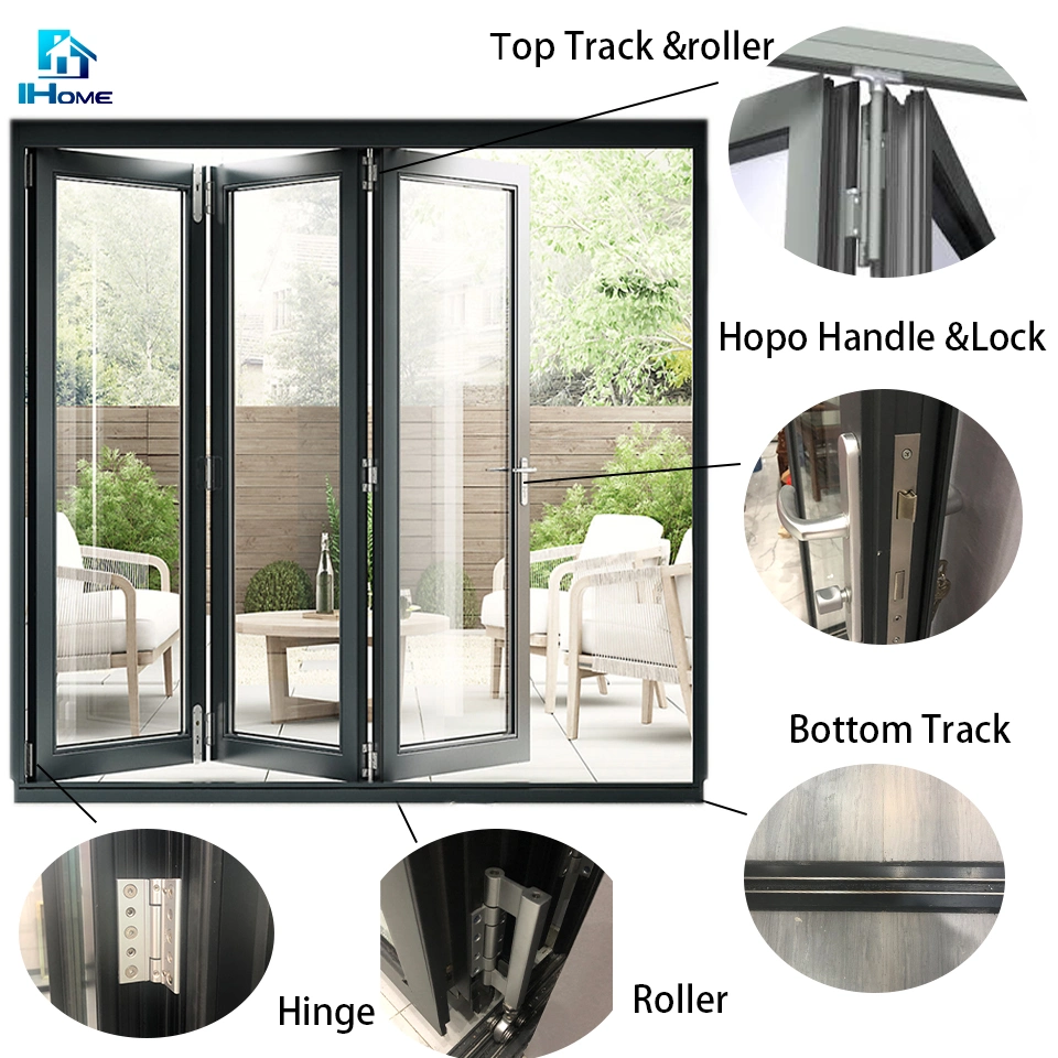 German Hardware Thermal Break Aluminum Double Glass Folding Door/Bifolding Door