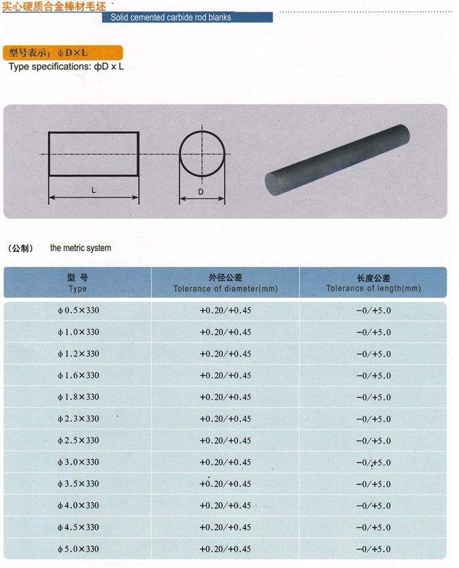 Cutting Tools Carbide Rod for End Mill Drilling Hand Tools Made in China