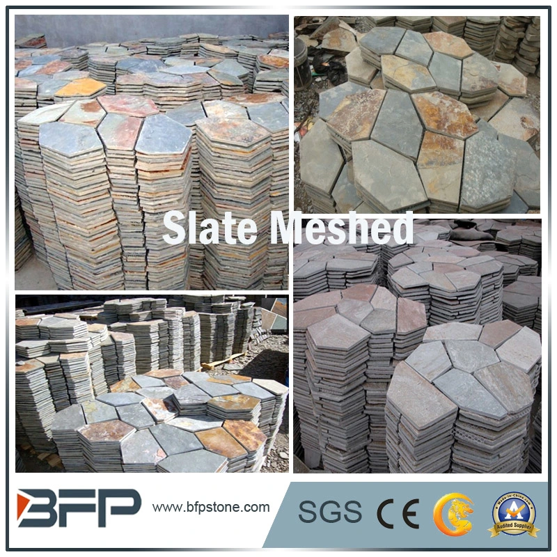 Cheap Slate Meshed Cobblestones for Garden Path