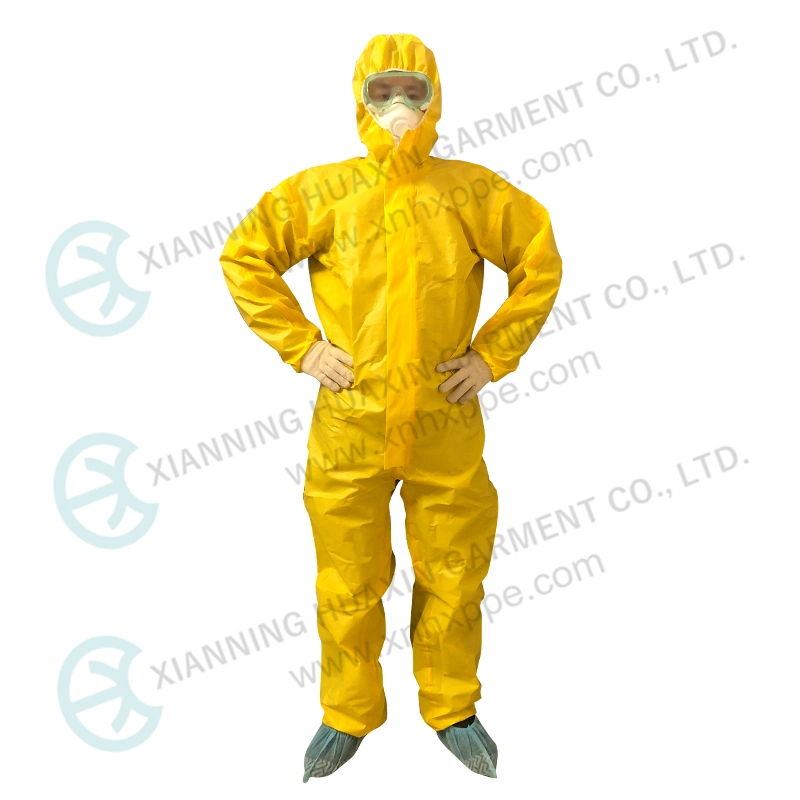 PPE Equipment Splash Spray Resistance SMS+PE Coated Chemical Protective Clothing Coverall