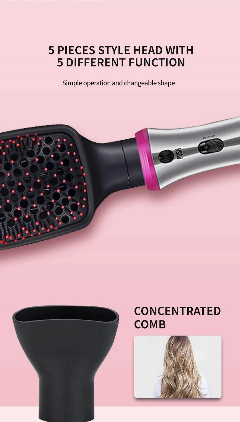 2020 Hot Sell Professional 5 in 1 Volumizer Blow Dryer One Step Hair Straightener Curler Comb Electric Hair Dry Brush