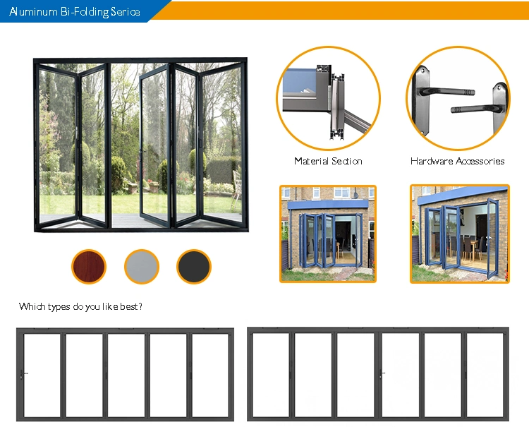 Cheap Price Outdoor Waterproof Aluminium Folding Doors, Foldable Tempered Glass Door Price, Aluminium Bifold Door