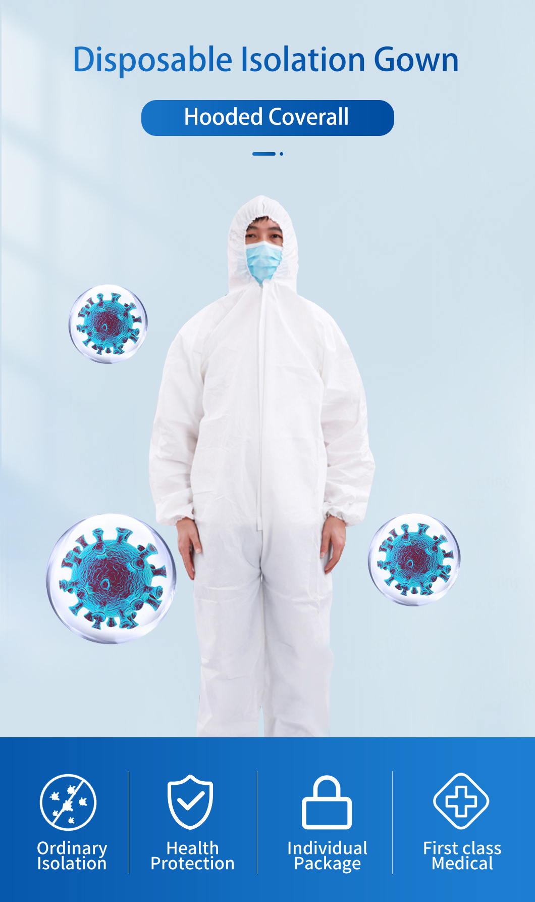Disposable Protective Coverall PP PE/SMS/Sf Safety Workwear Protective Gown