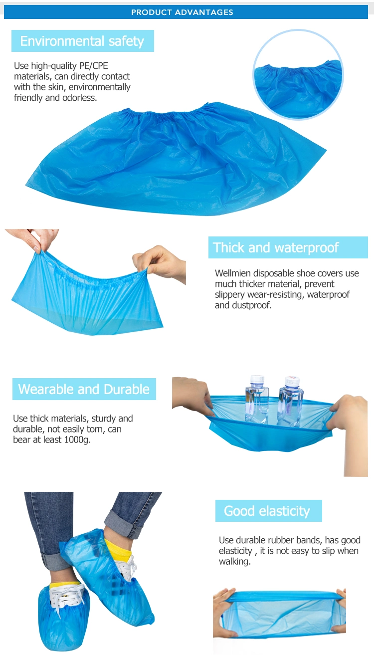Disposable CPE Plastic Shoe Cover Non-Slip Shoes Cover for Hospital Daily Protection