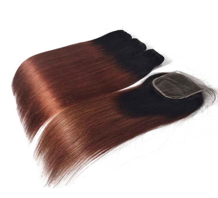 Hot Sale Ombre Color Human Hair Weaves with Lace Closure 4