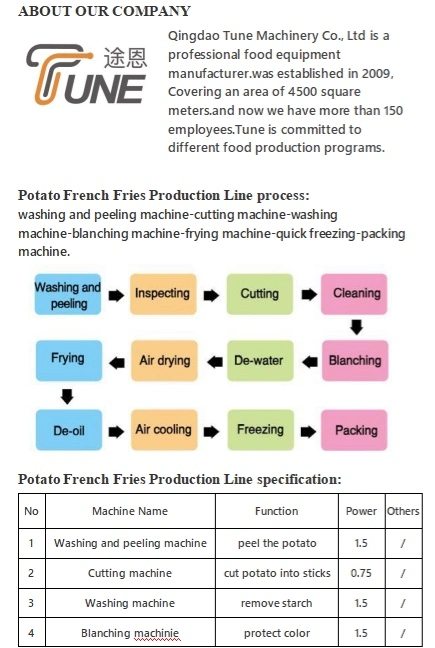 Hot Sale Half 500kg /H Frozen French Fries Production Machine