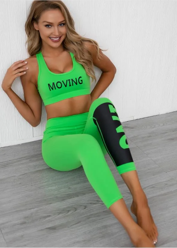 Yoga Suit Gym Clothing Gradient Leggings Sports Suit Ladies Fitness Suit Activity Suit