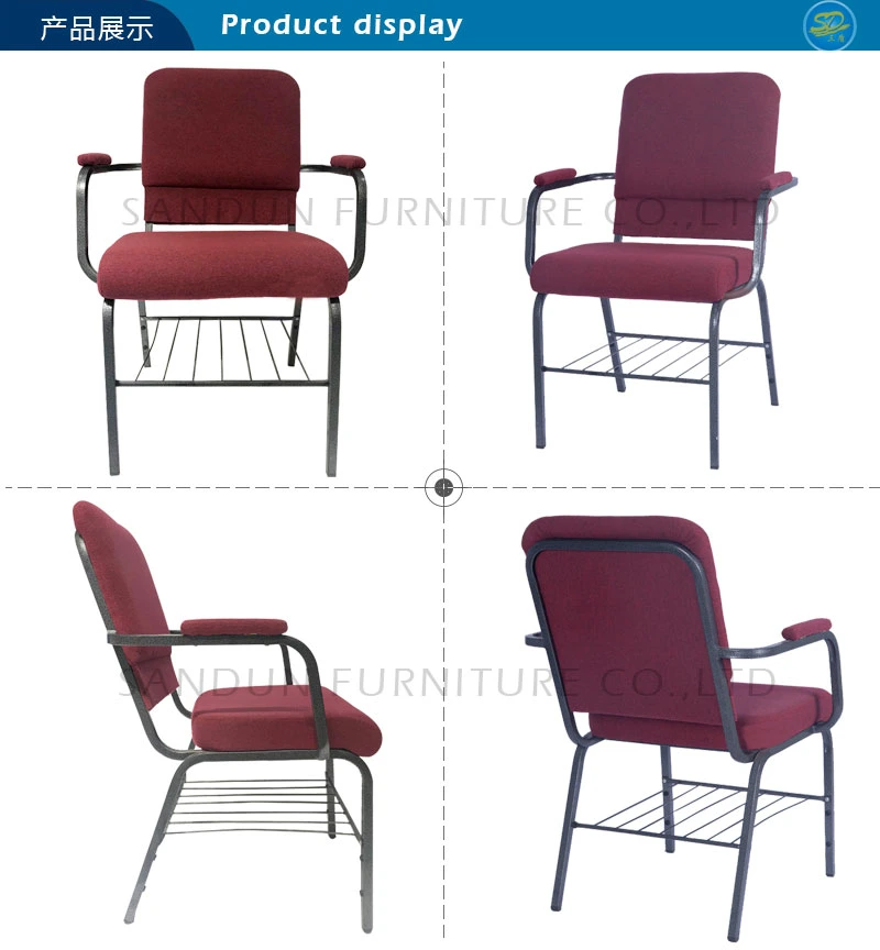 Customized Comfortable Design High Density Sponge Metal Iron Church Chair