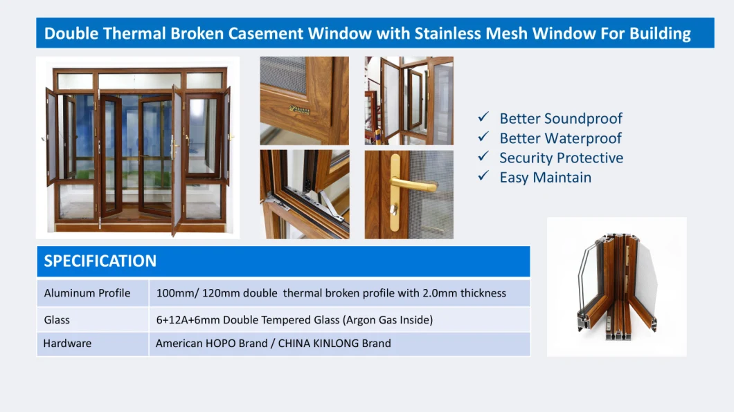 Thermal Break Aluminum Glass Window and Door