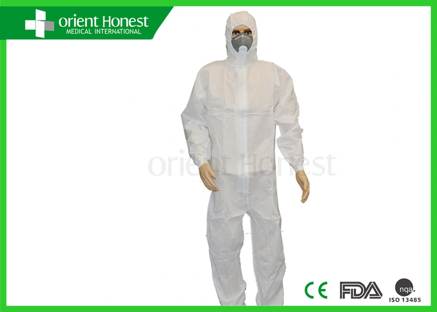 ISO13485 Qualified Microporous PP/Sf/PE Micro Film SMS Nonwoven Safety Protective Disposable Coverall