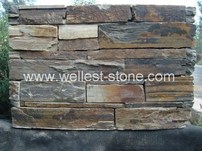 Natural Rusty Slate Wall Cement Stone/Exterior Wall Cladding Stacked Stone Veneer