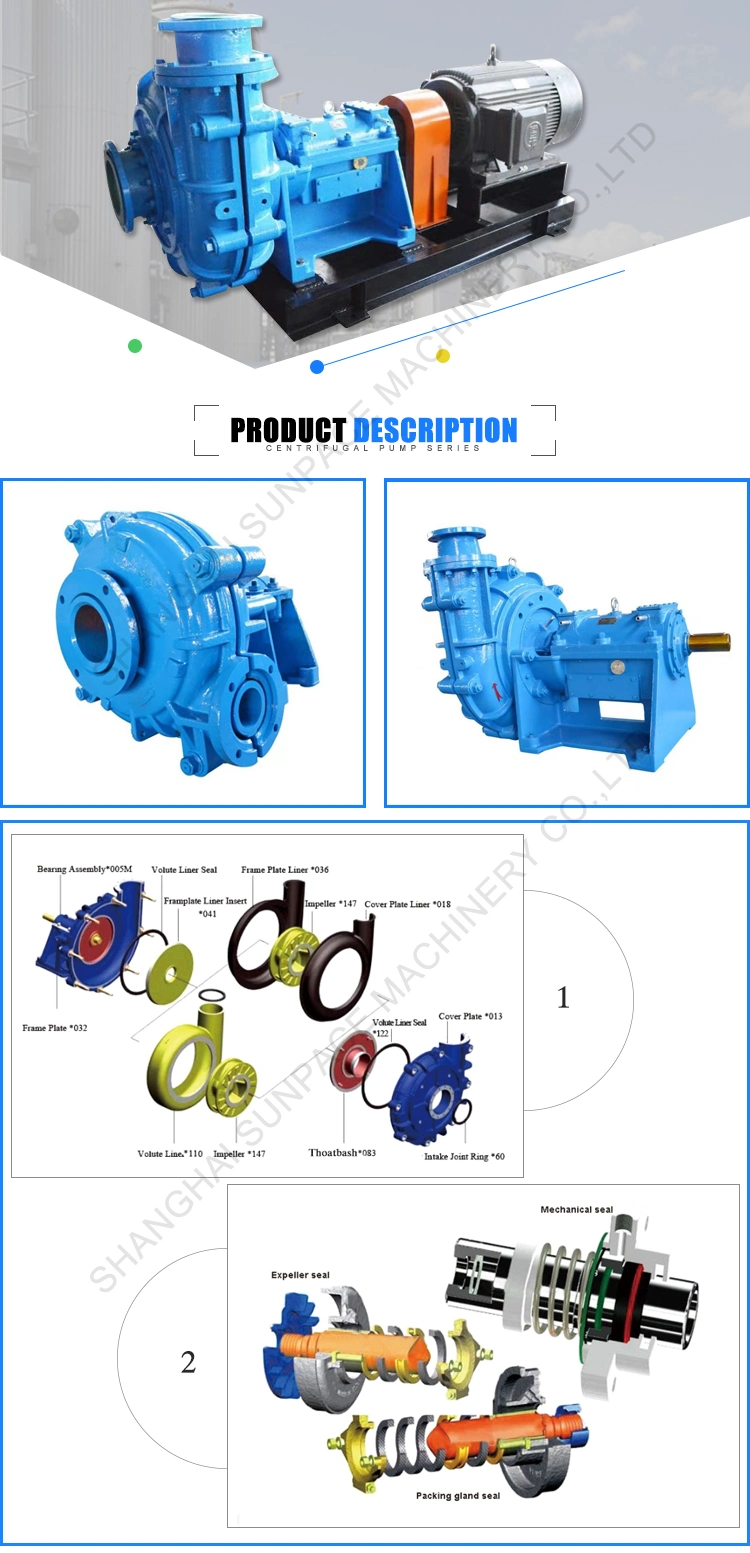 Heavy Duty Mineral Concentrate Filter Press Feed Centrifugal Slurry Pump