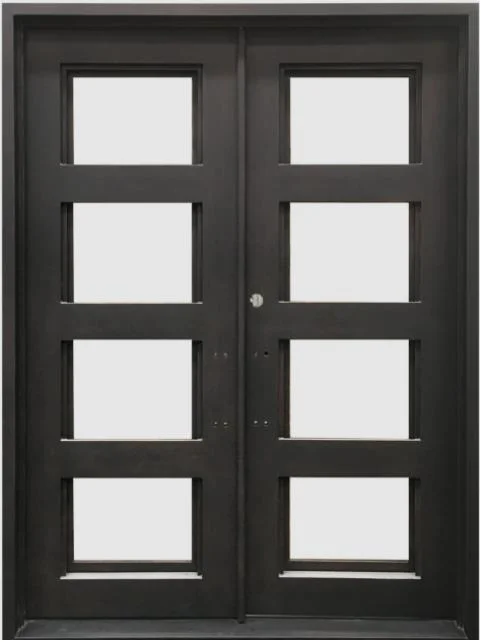 Latest Entry Modern Operable Double Glass Window Wrought Iron Door Design for House