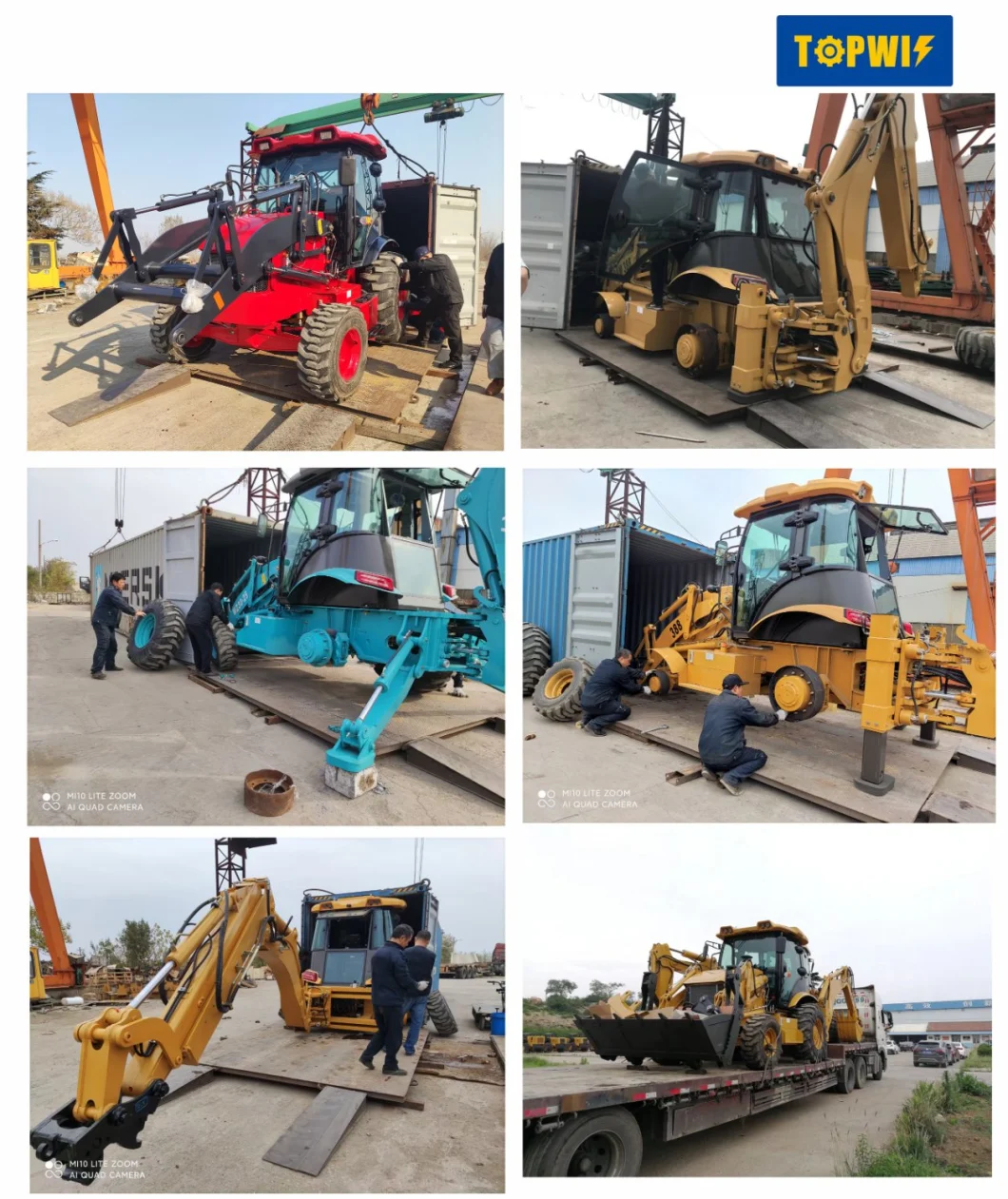 China Topwin Mini Compact Small Good Quality Backhoe Loader with Auger Earth Drill for Construction