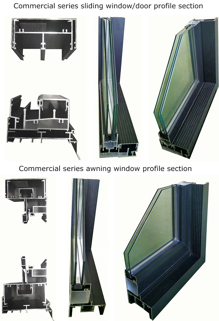 Australia Standard As2047 Aluminum Glass Window Black Double Awning Window