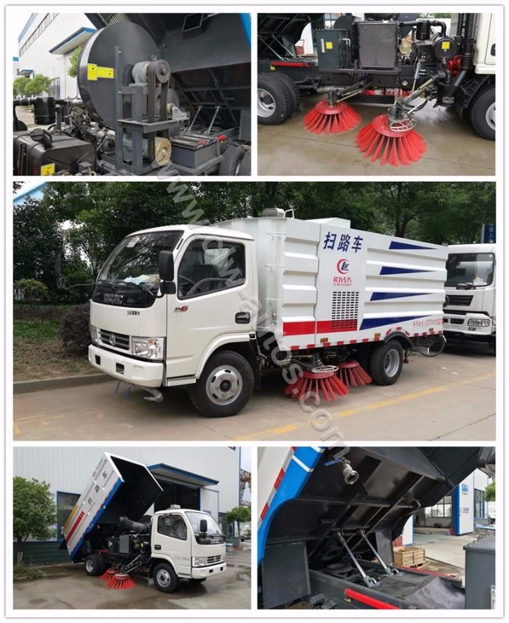 High Capacity Road Sweeping Vehicle Runway Sweeper Truck with Water Cleaning Hose Reel