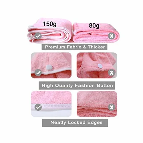 Microfiber Hair Towel Wraps for Women, Soft Super Absorbent Quick Dry Hair Turbans for Wet Hair, Wet Hair Wrap Head Towel for Curly, Long & Thick Hair