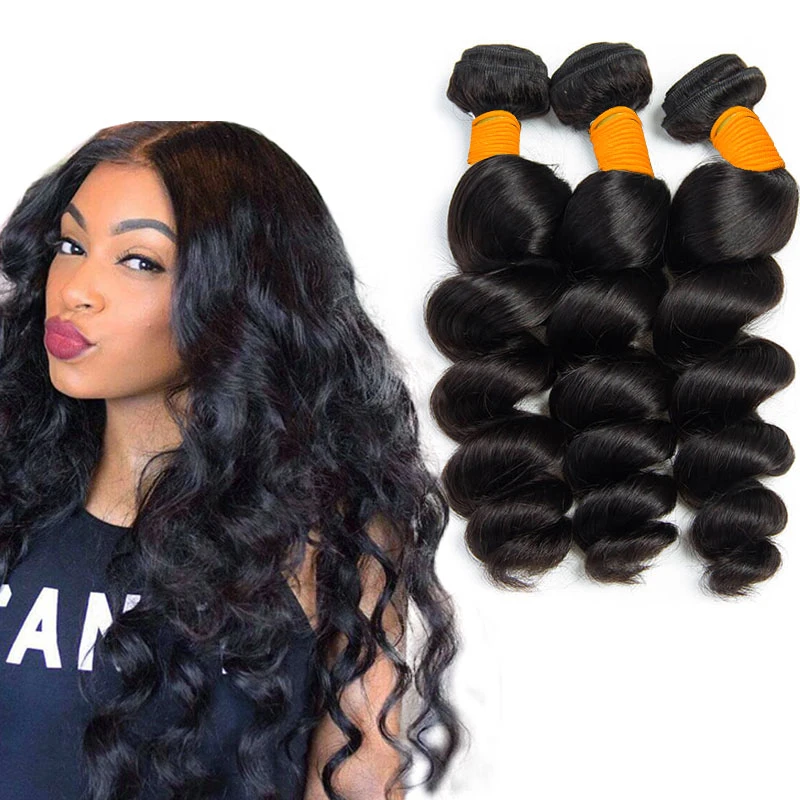Angelbella Factory Wholesale Curly Hair Thick Human Loose Wave Hair Extensions