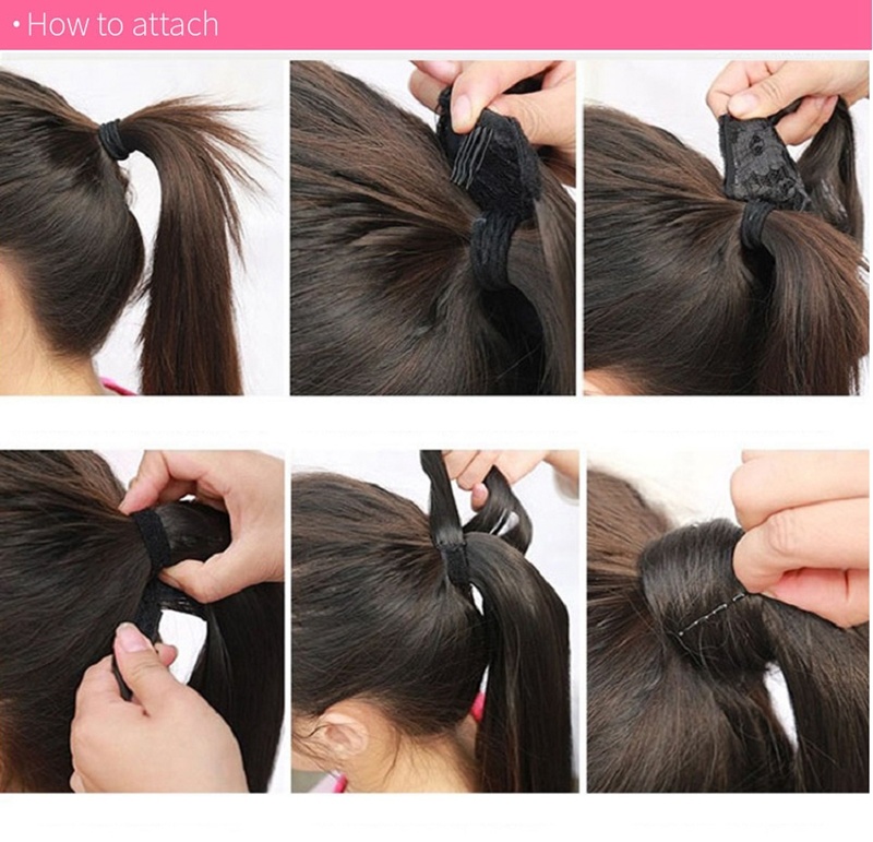 Long Tie up Ponytail Straight Human Hair Clip in Hair Extension for Women Human Hair Ponytails