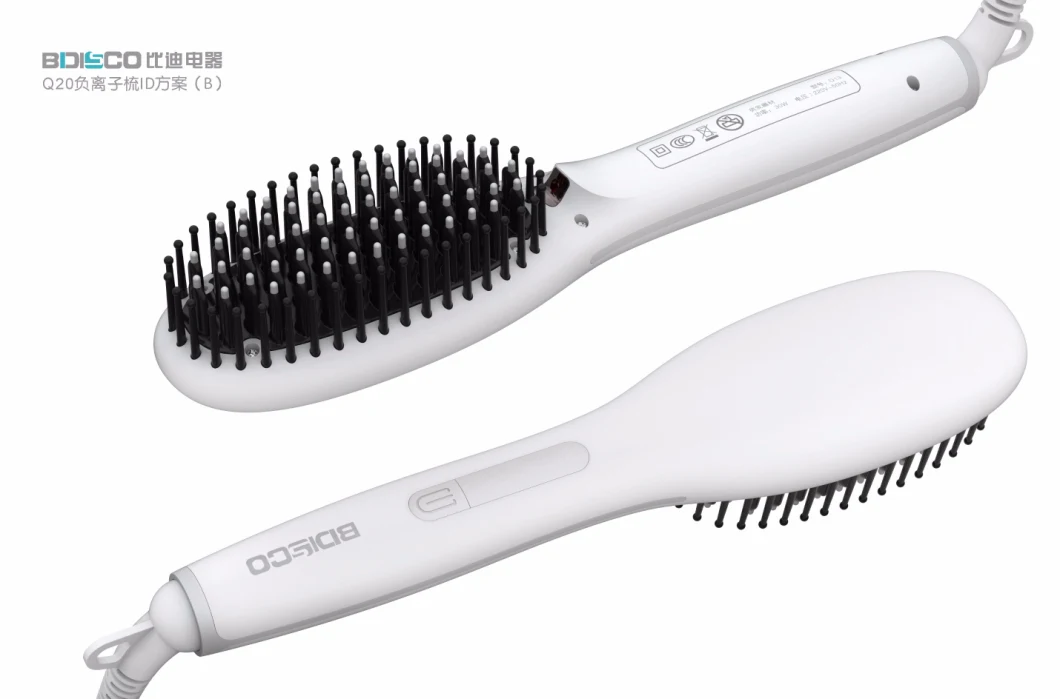 Beauty Equipment Innovative Product Ideas Nano Technologyprofessional LED Hair Straightener Brush Anion (Q20)