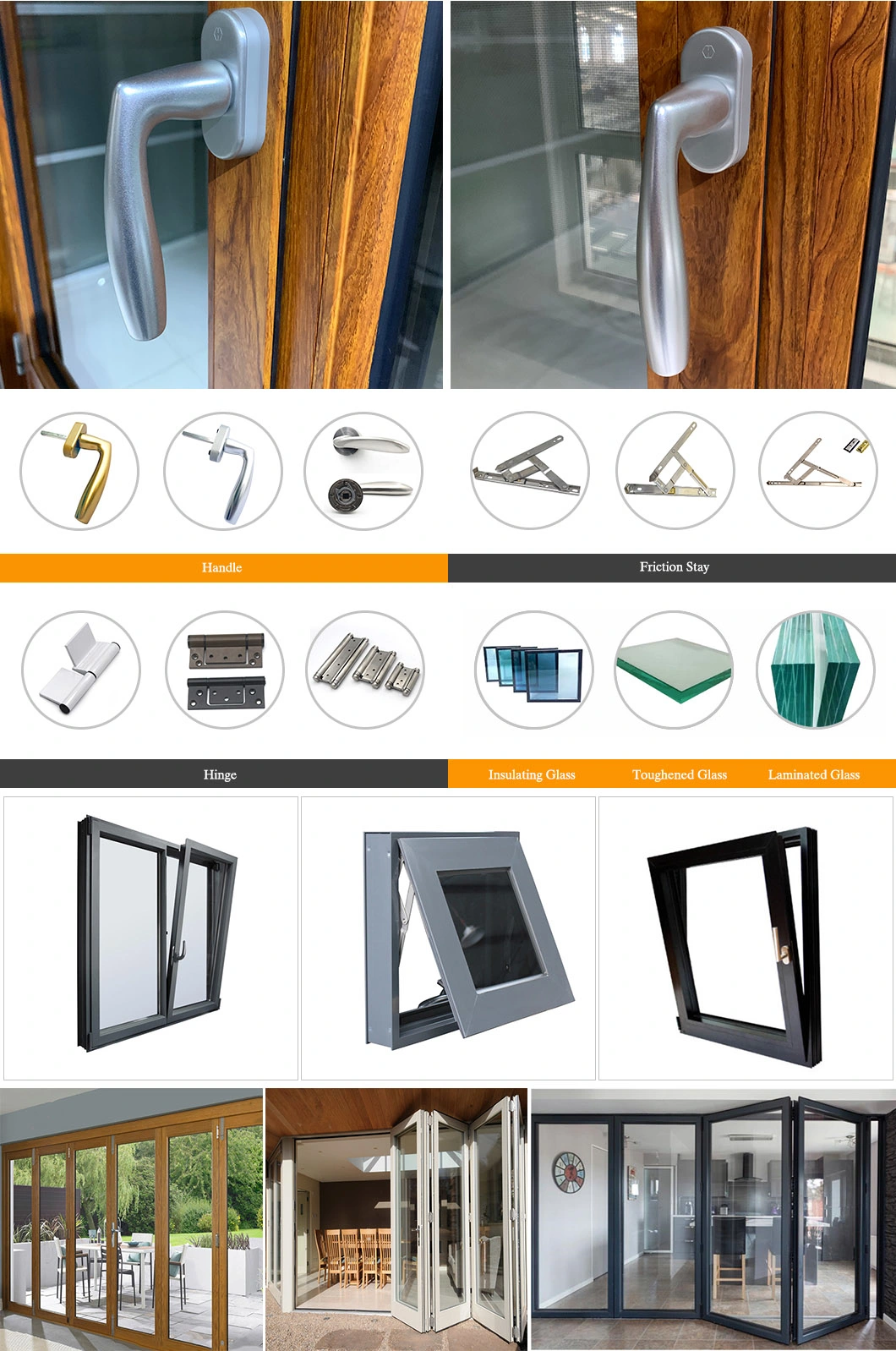 Wooden Grain Technology Wood Clad Aluminum/Aluminium Decorative Glass Window