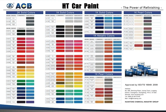 Acb High Quality 1K Base Coat Auto Paint Auto Pintura Car Paint Auto Refinishing