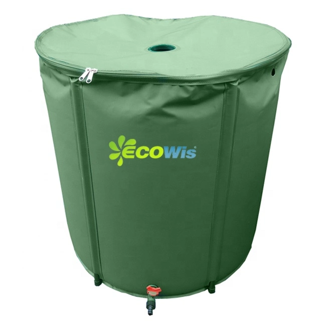 500L Collapsible Rain Barrel, Portable Water Storage Tank, Water Catcher Container with Filter Spigot Overflow Kit
