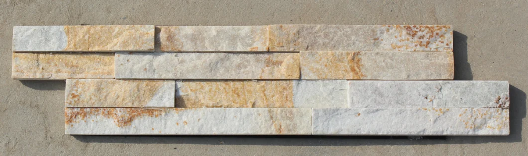 Super Thin Golden Quartz Stacked Ledge Culture Stone for Wall Stone Panel Z/S Shape
