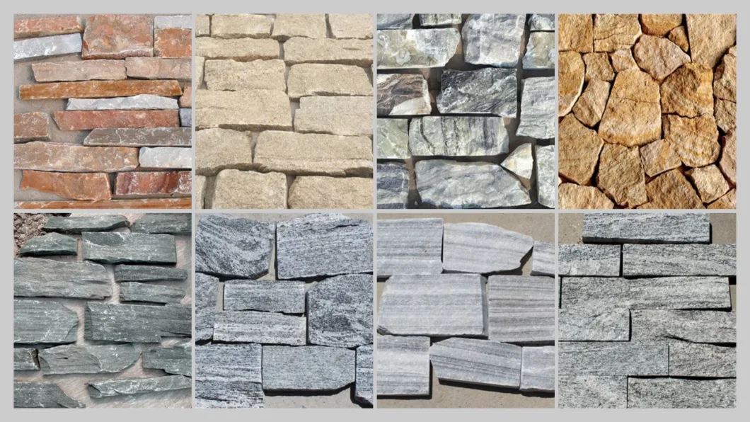 White Mix Grey Quartzite Loose Stone Wall Panel, Flag Stone for Decorative Wall