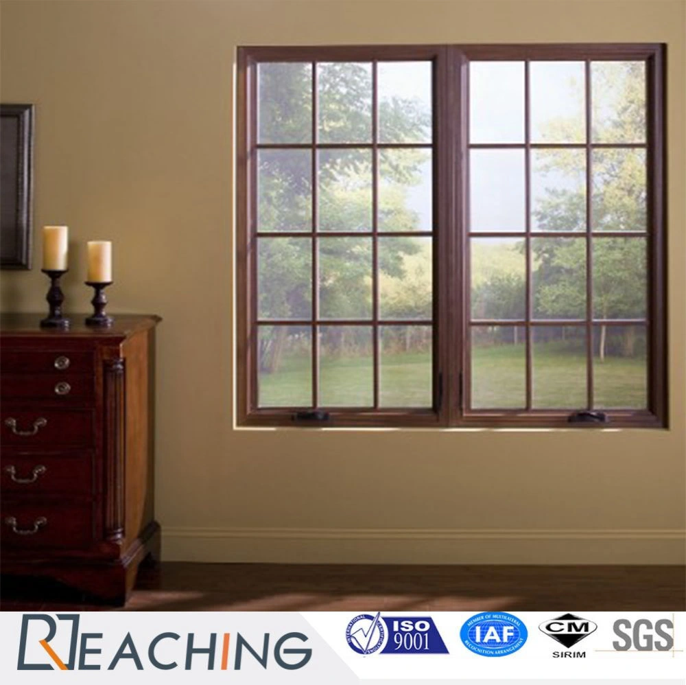 Customized Aluminum Casement Window Swing Tempered Glass Window with Grid