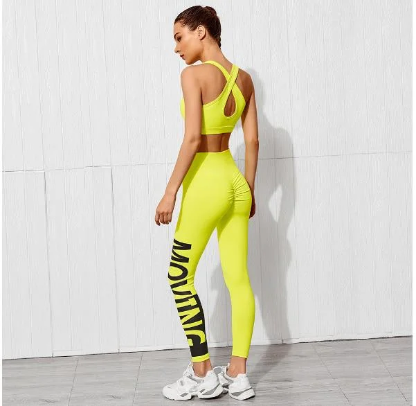 Yoga Suit Gym Clothing Gradient Leggings Sports Suit Ladies Fitness Suit Activity Suit