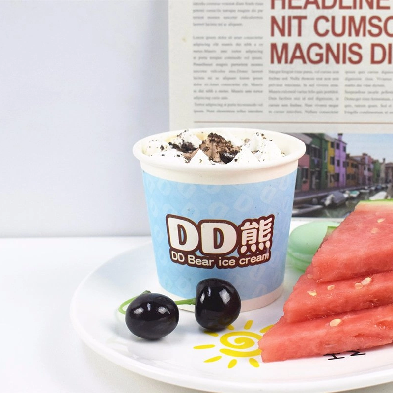 Custom Logo Design Disposable Bowl & Cup for Ice Cream Salad Pudding Frozen Yogurt Fruit Water Ice