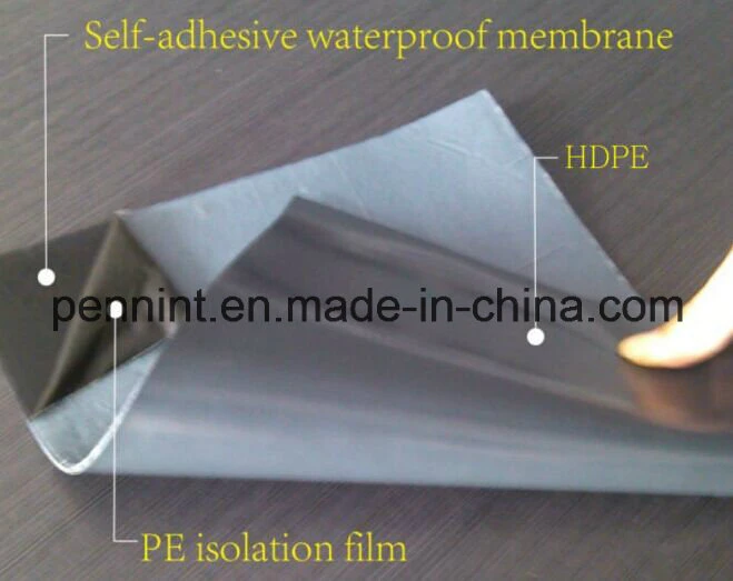 HDPE Self-Adhesive Bitumen Roofing Cover Membrane for Waterproofing