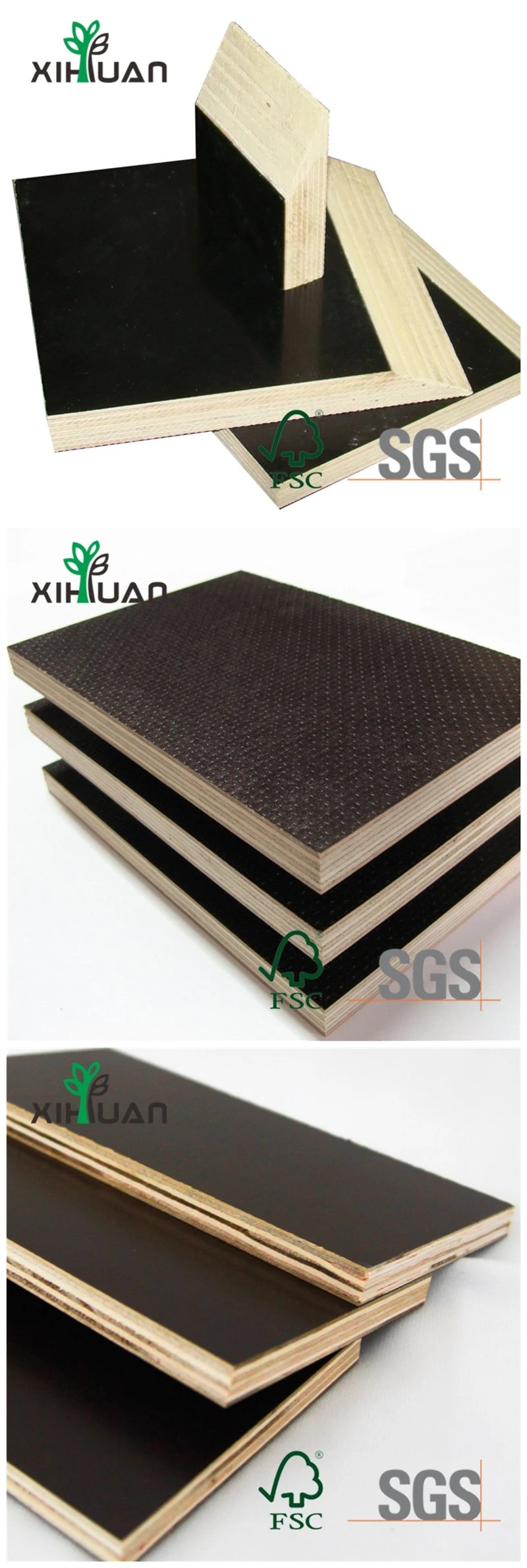 18mm WBP Poplar/Hardwood/Finger Joint/Anti-Slip/Waterproof Film Faced Marine Plywood Sheet for Construction