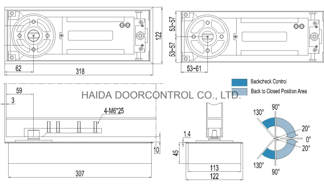 Fire Rated Frameless Glass Door Closer Floor Hinge Automatic Hinge HD-85