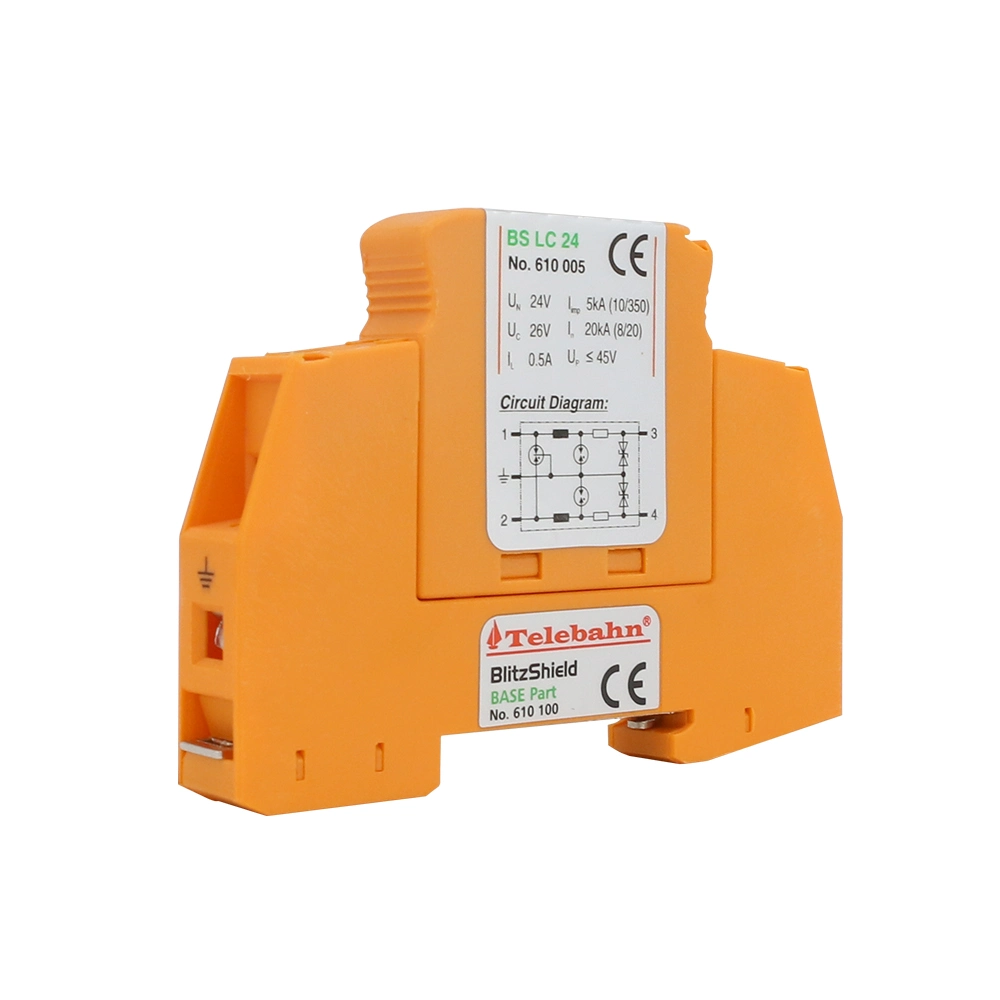 in 20ka Orange Fireproof Material Enclosure Pluggable DIN Rail Signal Surge Lightning Protection Arrester