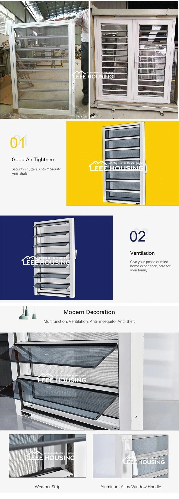 China Factory Direct Supply Hurricane Impact Jalousie Louver Window Replacement with Glass Louver Vent Shutters