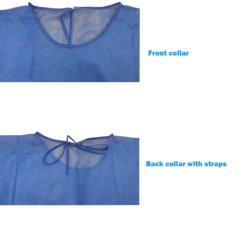 Hospital Surgical Protective Blue Yellow Blue Non-Woven Disposable Isolation Gown
