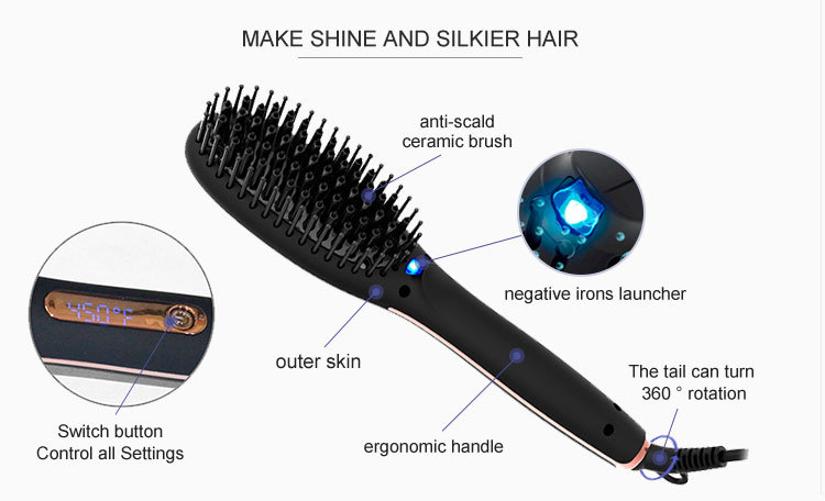 LCD Ionic Hair Straightener Brush (Q20)