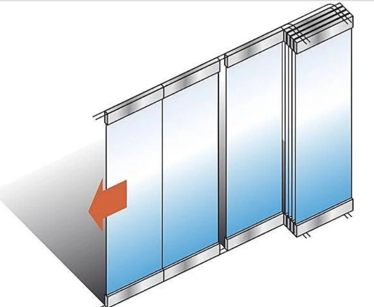 Aluminum Glass Folding Door Glass Partition Removing Sliding Glass Partition