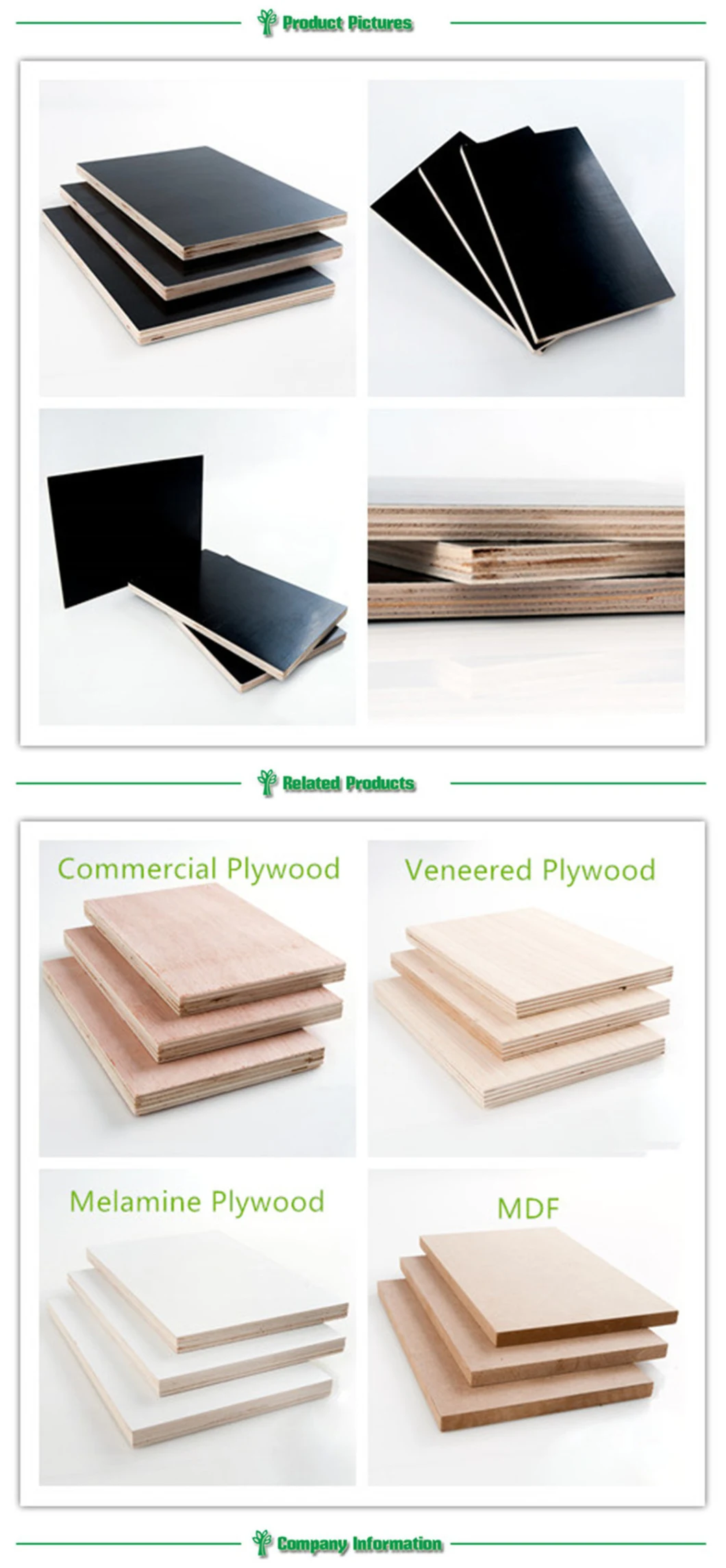 Anti Slip Formwork Poplar Hardwood Building Material Board Marine Film Faced Plywood for Construstion