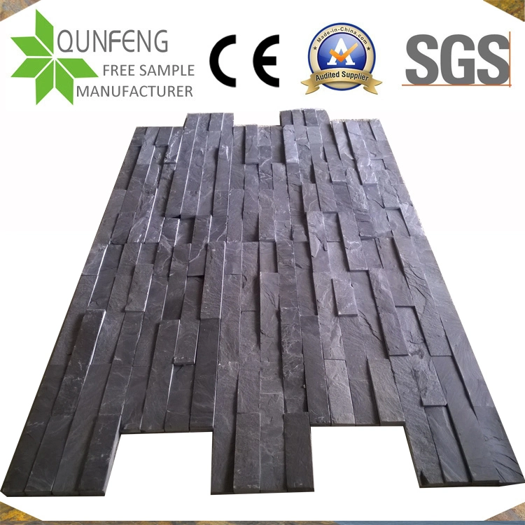 China Black Natural Split Face Slate Wall Panel Cheap Cultured Stone