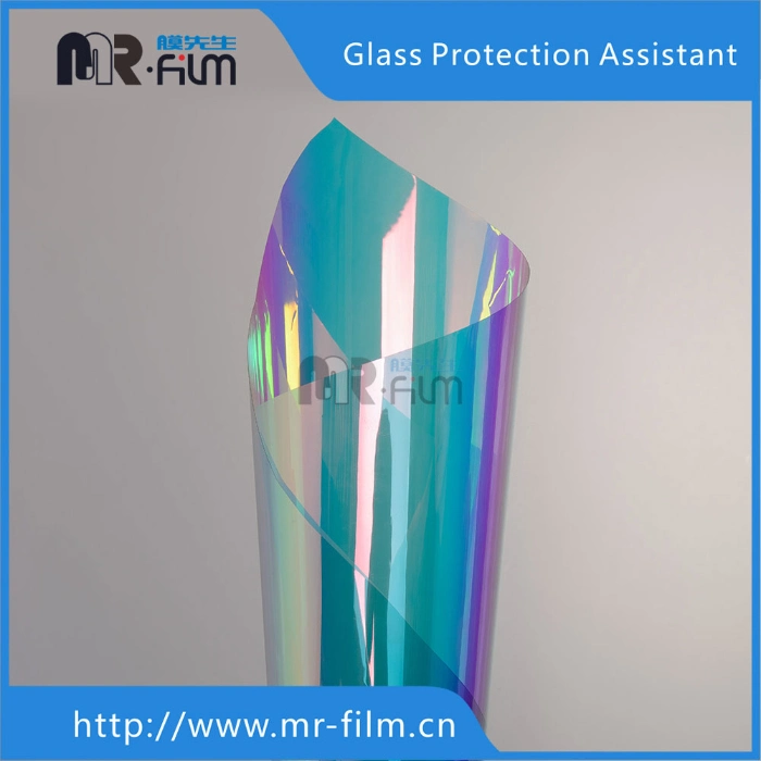 Self Adhesive Dichroic Glass Decorative Films Rainbow Colored Iridescent Window Film