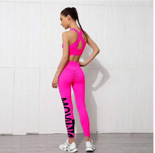 Yoga Suit Gym Clothing Gradient Leggings Sports Suit Ladies Fitness Suit Activity Suit