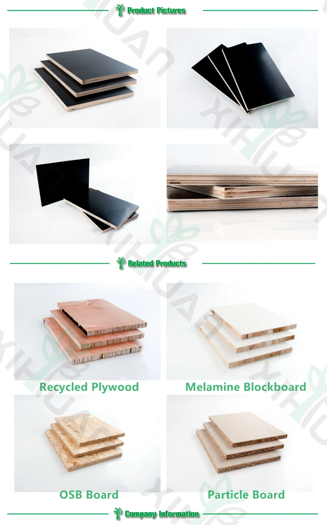 Waterproof Poplar/Hardwood/Birch Concrete Form Work Black/Brown Film Faced Shuttering Marine Plywood for Construction