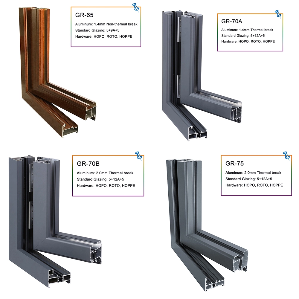 Commercial Aluminum Alloy Glass Swing Inwards Doors Windows for Buildings
