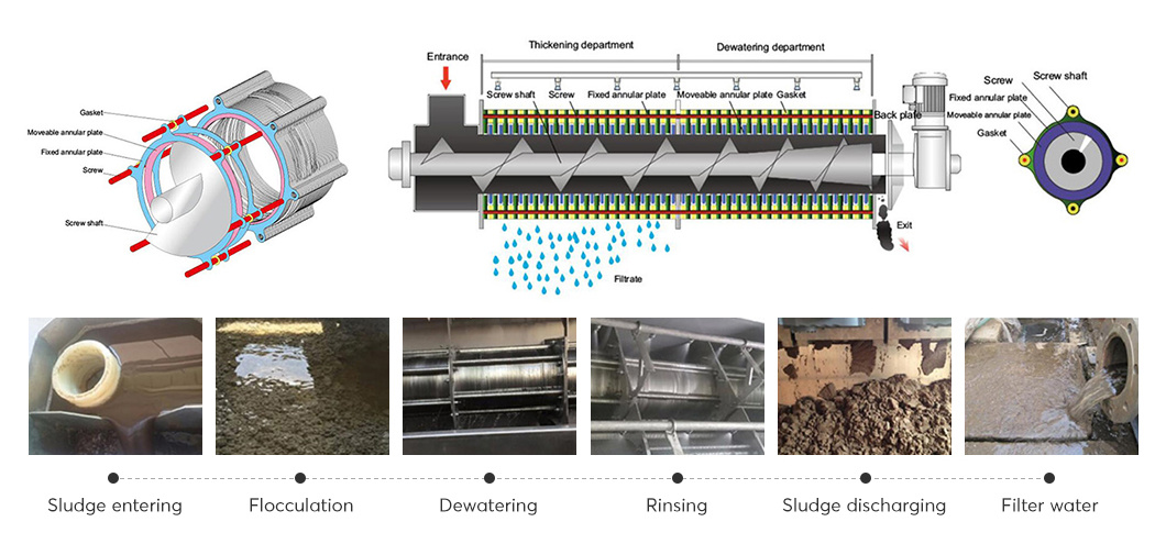 Ce/ISO/SGS Urban Waste Water Treatment Screw Filter Press Sludge Dewatering Separation Equipment