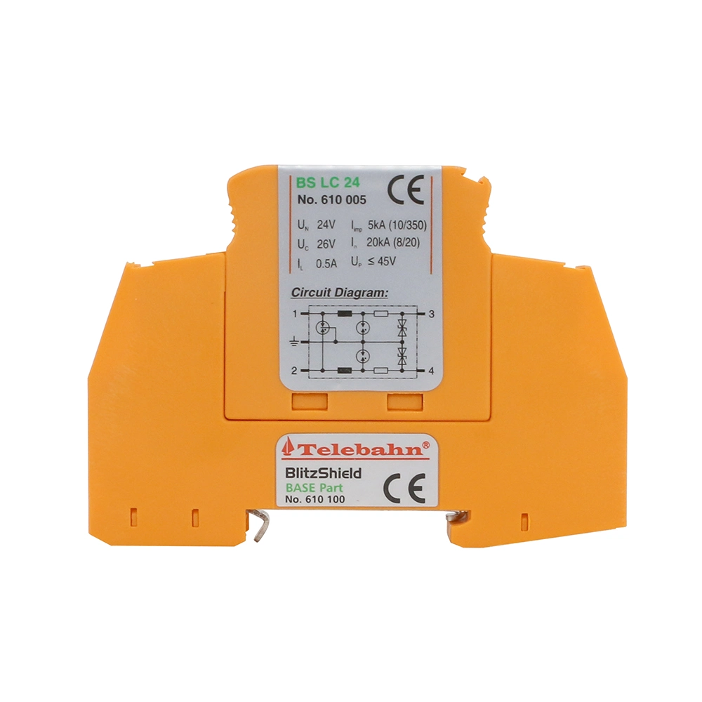 in 20ka Orange Fireproof Material Enclosure Pluggable DIN Rail Signal Surge Lightning Protection Arrester