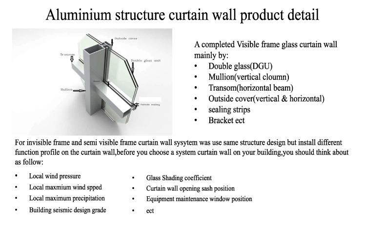 Exterior Facade Invisible Frame Reflective Blue Glass Curtain Wall Price Glass Curtain Wall Cladding Design and Construction