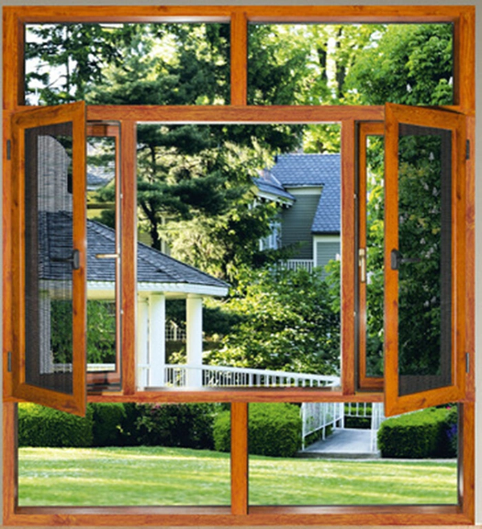 Brown Metal Glass Casement Window with Aluminum Frame for Construction